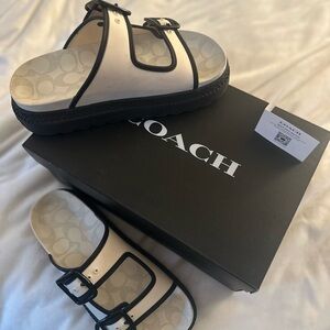 Coach White and Black Sandals